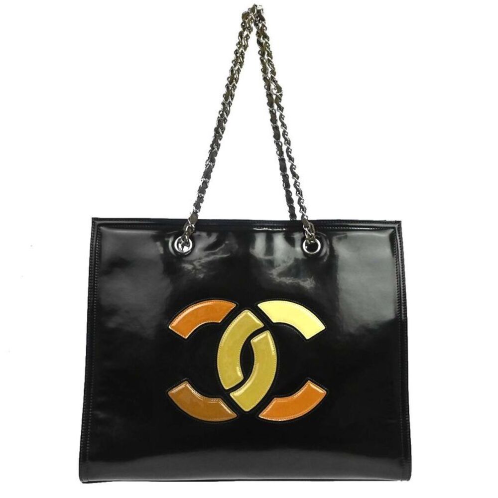 Chanel Lipstick Open Tote Patent Vinyl Black Patent_Leather Tote Bag Bag